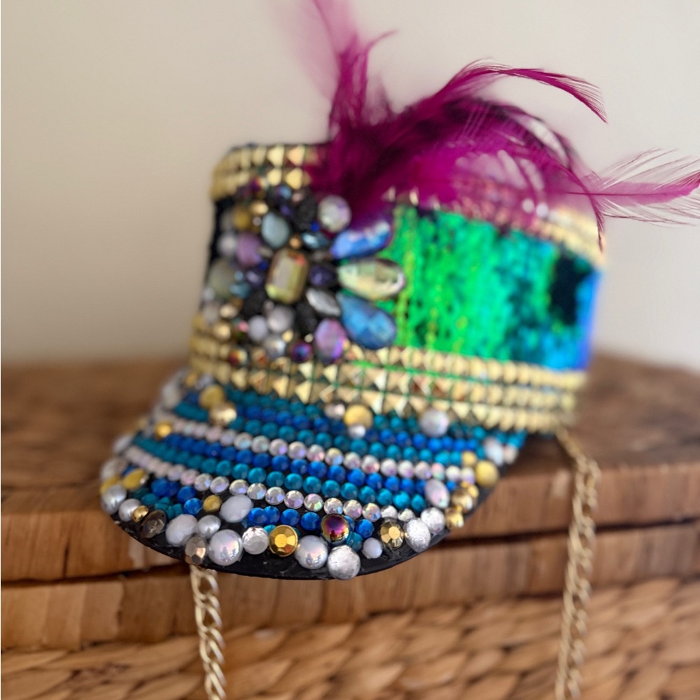 rhinestone  Women's Hat Coachella festival burning man steampunk conductor